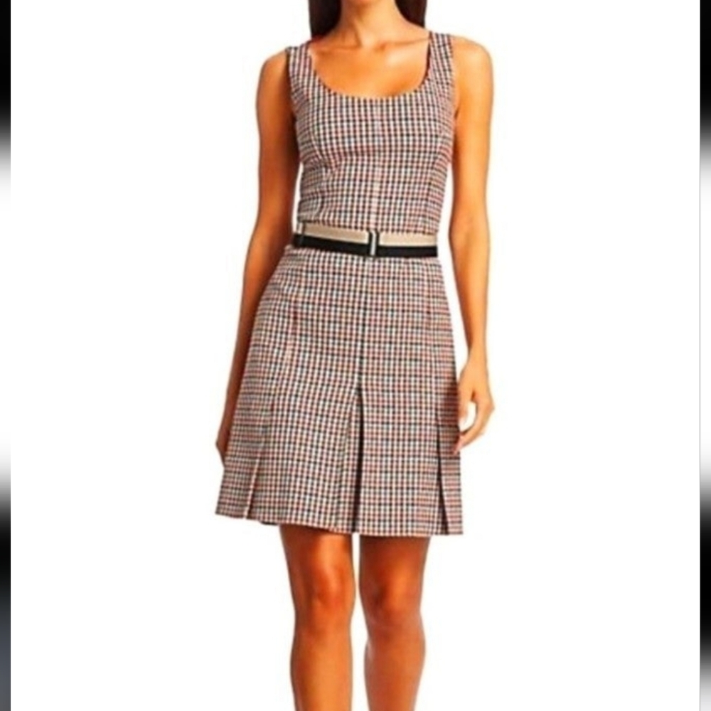 NWT $995 Akris Punto Contrast Houndstooth Dress Size 12